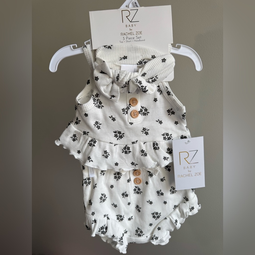Rachel Zoe Tank and Shorts Set with Black Floral Print